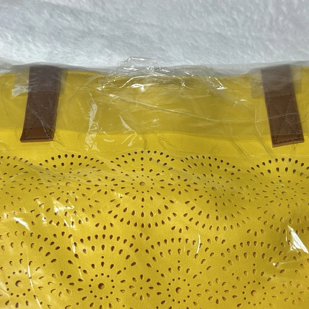 Yellow Spring Tote Bag Purse With Brown Handles Summer Women's Bag‎ Dopamine
